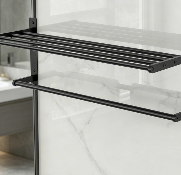 2-Tier Stainless Steel Towel Rack — Rustproof Wall-Mounted Storage