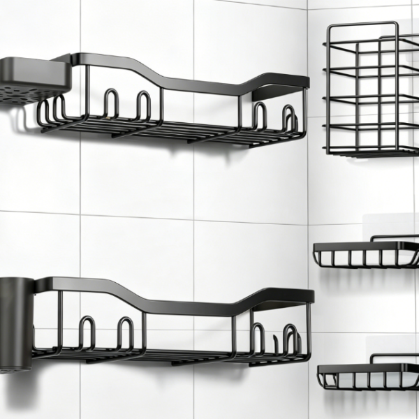 7-Piece Shower Caddy Set — Strong Adhesive, Rustproof Stainless Steel