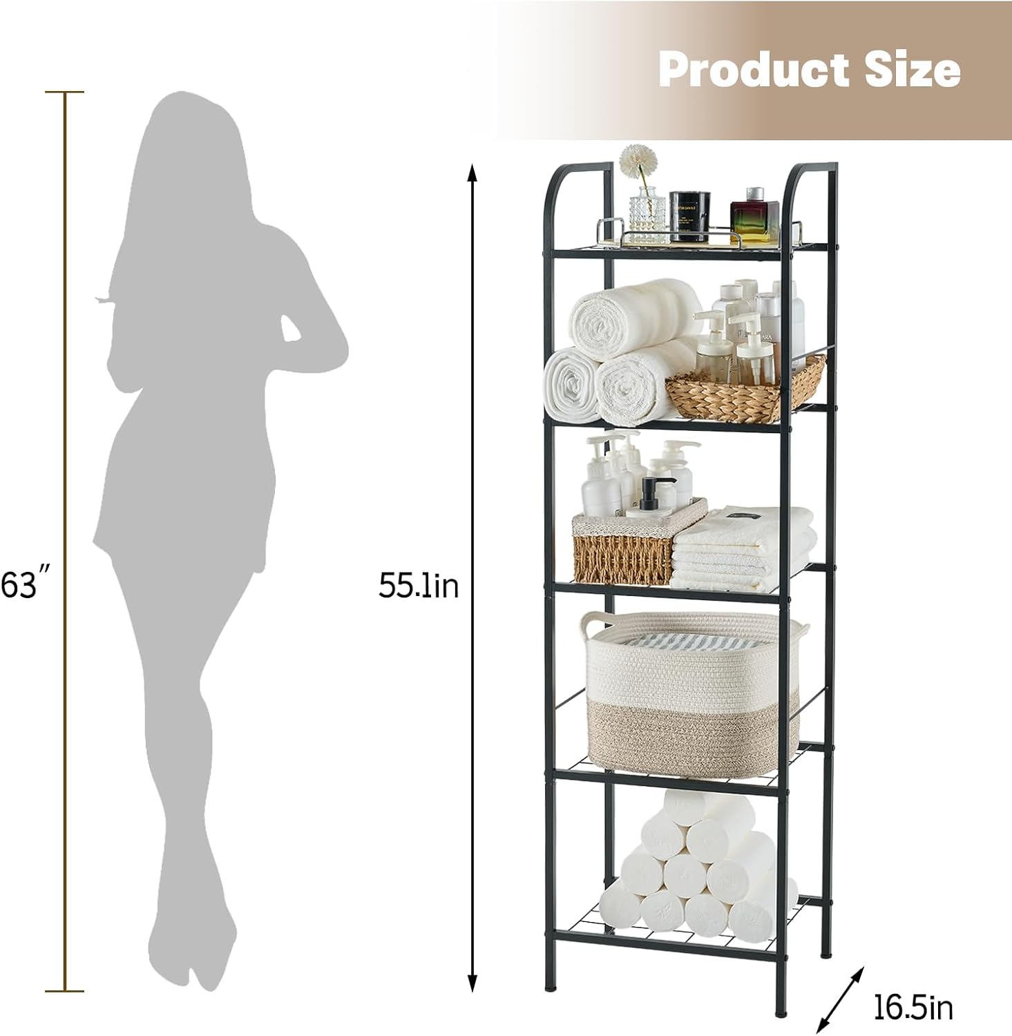 5-Tier Freestanding Rack For Durable Bath Towel Storage - Image 2