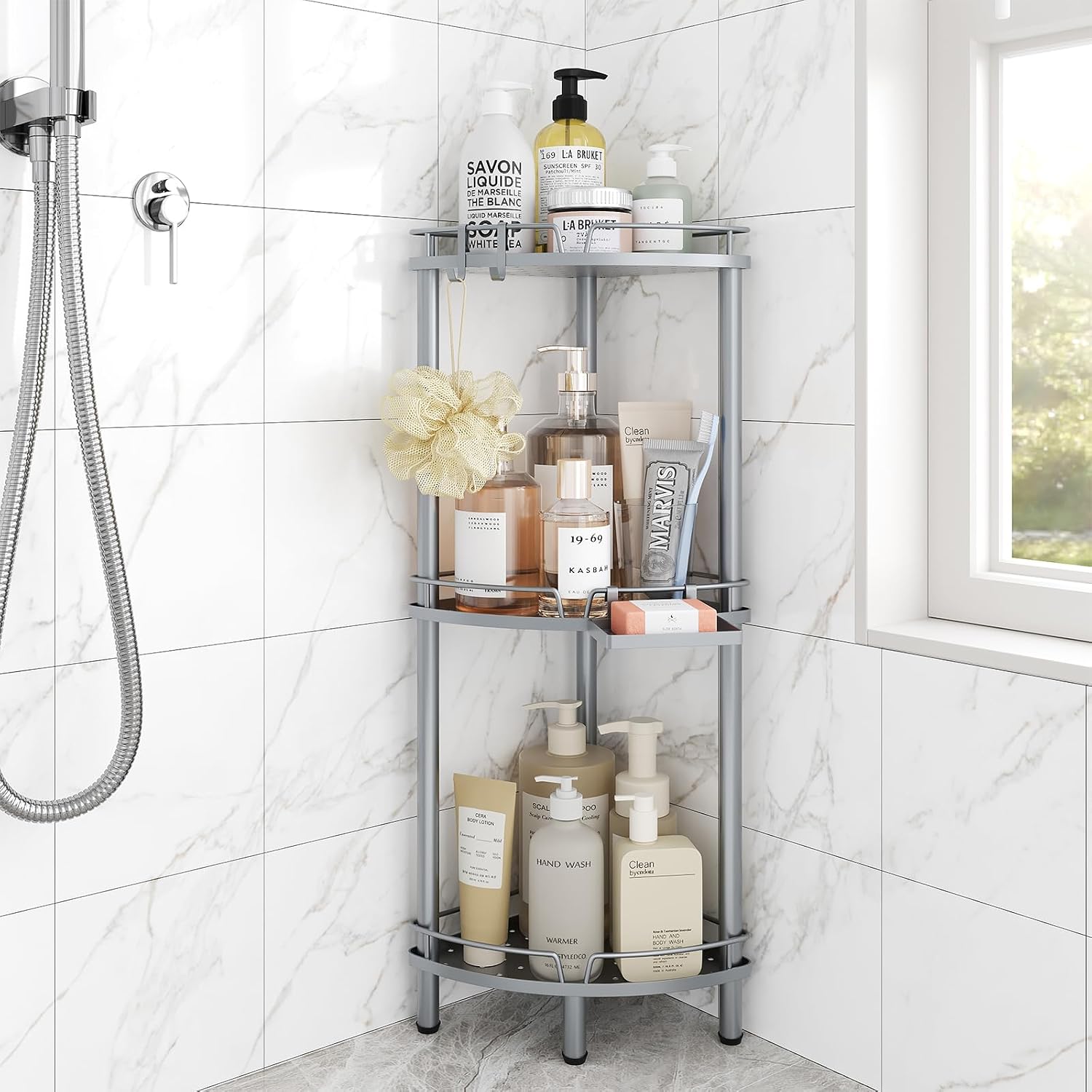 Freestanding 3-Tier Metal Corner Shower Rack