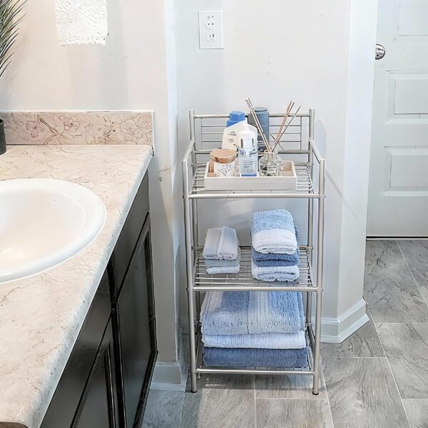 3-Tier Metal Freestanding Shelf/Towel Rack With Adjustable Feet