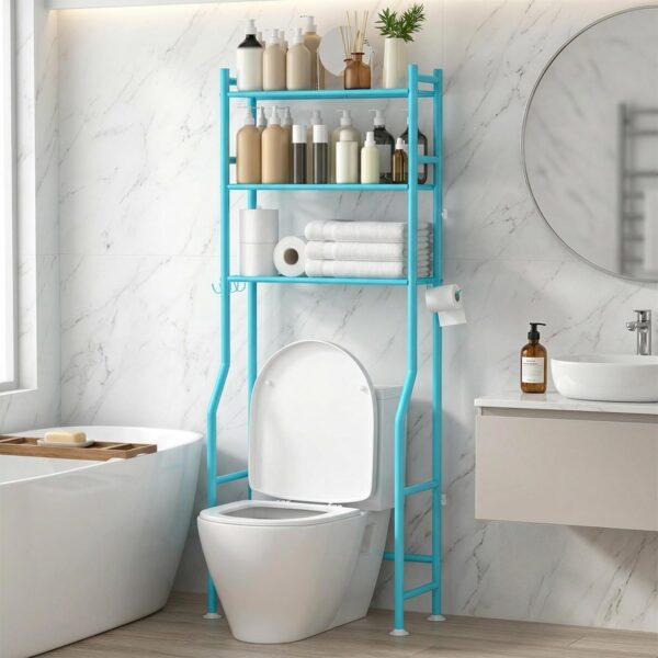 3-Tier Over-The-Toilet Rack With Space-Saving Anti-Tip Design