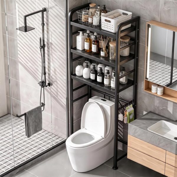 Over-The-Toilet Rack With Reinforced Oval-Tube Frame