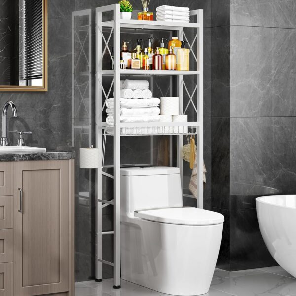 3-Tier Over-The-Toilet Rack With Guardrails And Draining Baskets