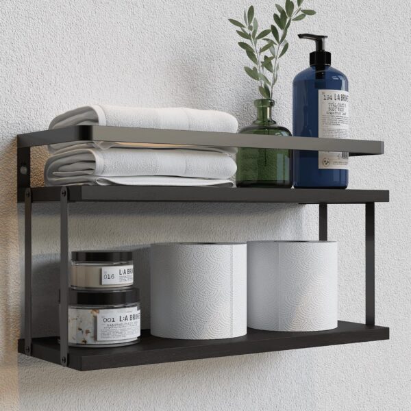 Wall-Mounted Floating Shelf For Storage Above The Toilet