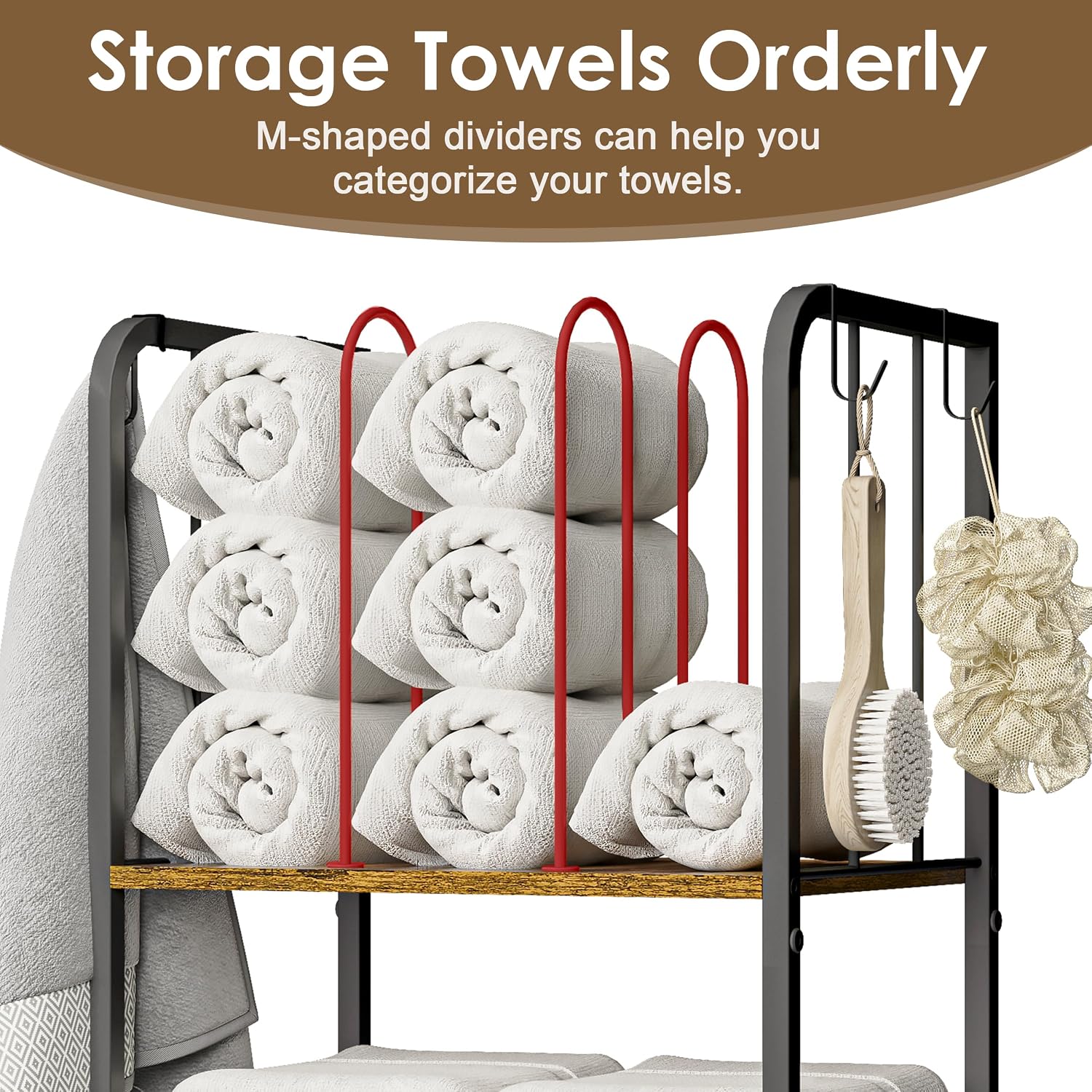 3-Tier Freestanding Towel Rack/Cabinet With Metal Frame - Image 2